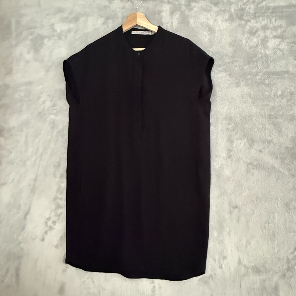 Marc New York Andrew Marc Shirt Dress Womens 8 Black Button Pocket Minimalist